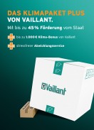 Pressebild: Mit dem KLIMAPAKET PLUS unterstützt Vaillant Heizungsbesitzer dabei, ihre alten Heizungen gegen umweltfreundliche Systeme zu tauschen und bestmöglich von den Fördermöglichkeiten des staatlichen Klimapakets zu profitieren. Der Klima-Bonus von bis zu 1.000 Euro schafft einen zusätzlichen Anreiz.